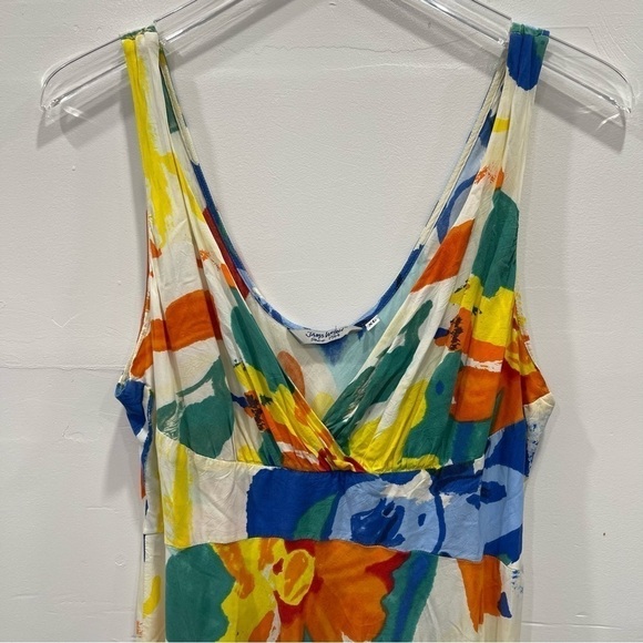 Jams World Bright Pattern W339 Asymmetric Hem Tank Dress Size XL Made In Hawaii - Picture 4 of 10